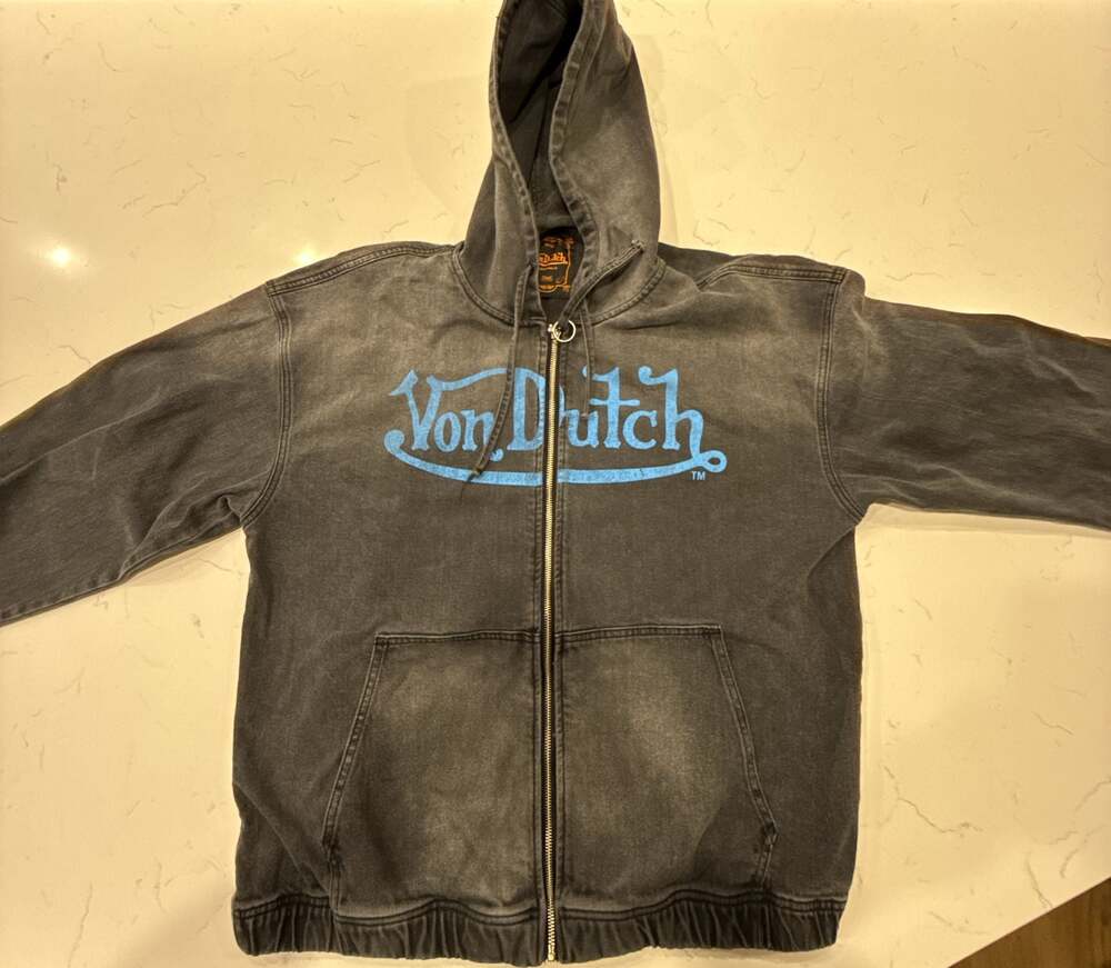 Von Dutch Men's Invader Patch Acid Zip Up Hoodie Jacket